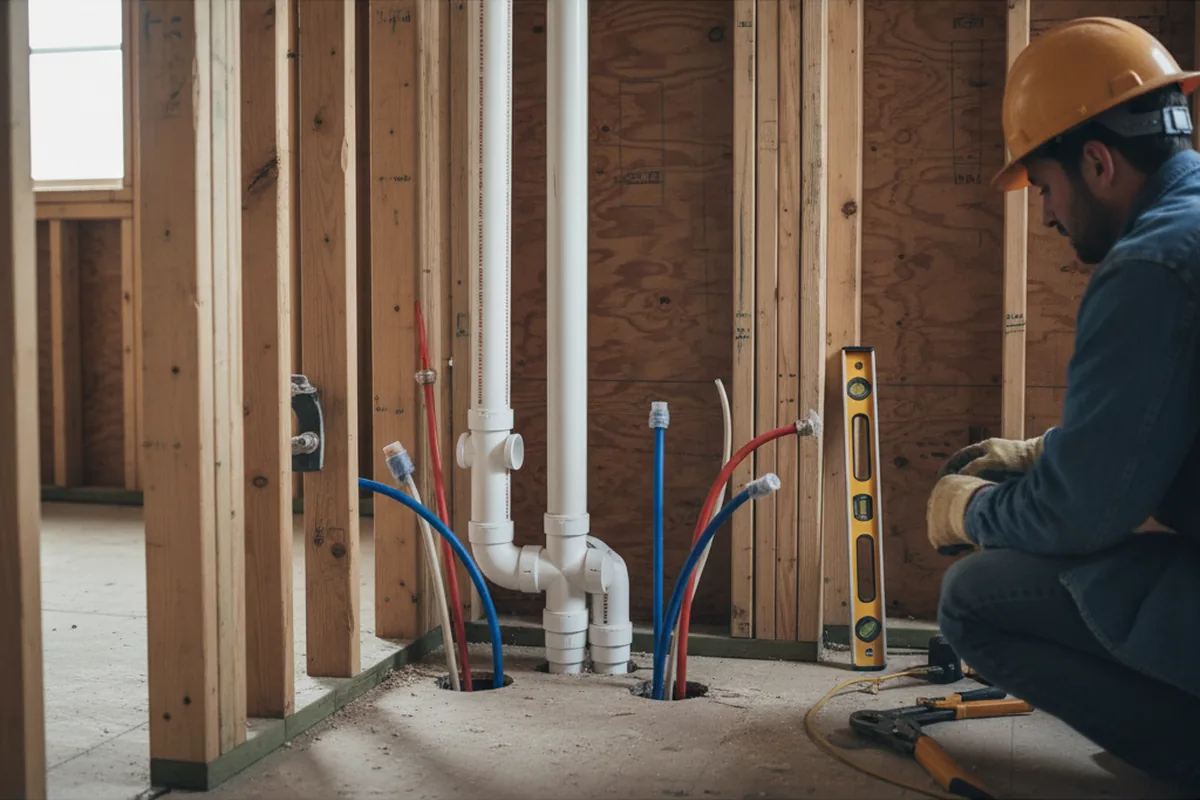 Drain and supply rough-in during Garbage Disposal Repair in Randolph